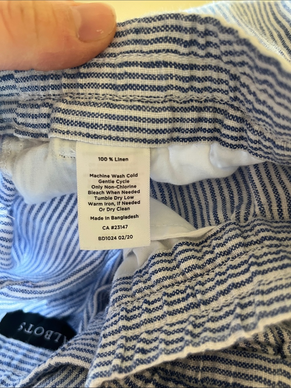 Talbots Light Blue Striped Wide-Leg Linen Pants - Picture 5 of 10